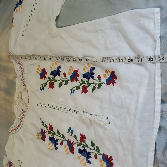 Handmade cross stitch three quarter sleeve top/ blouse size M - Picture 9 of 10